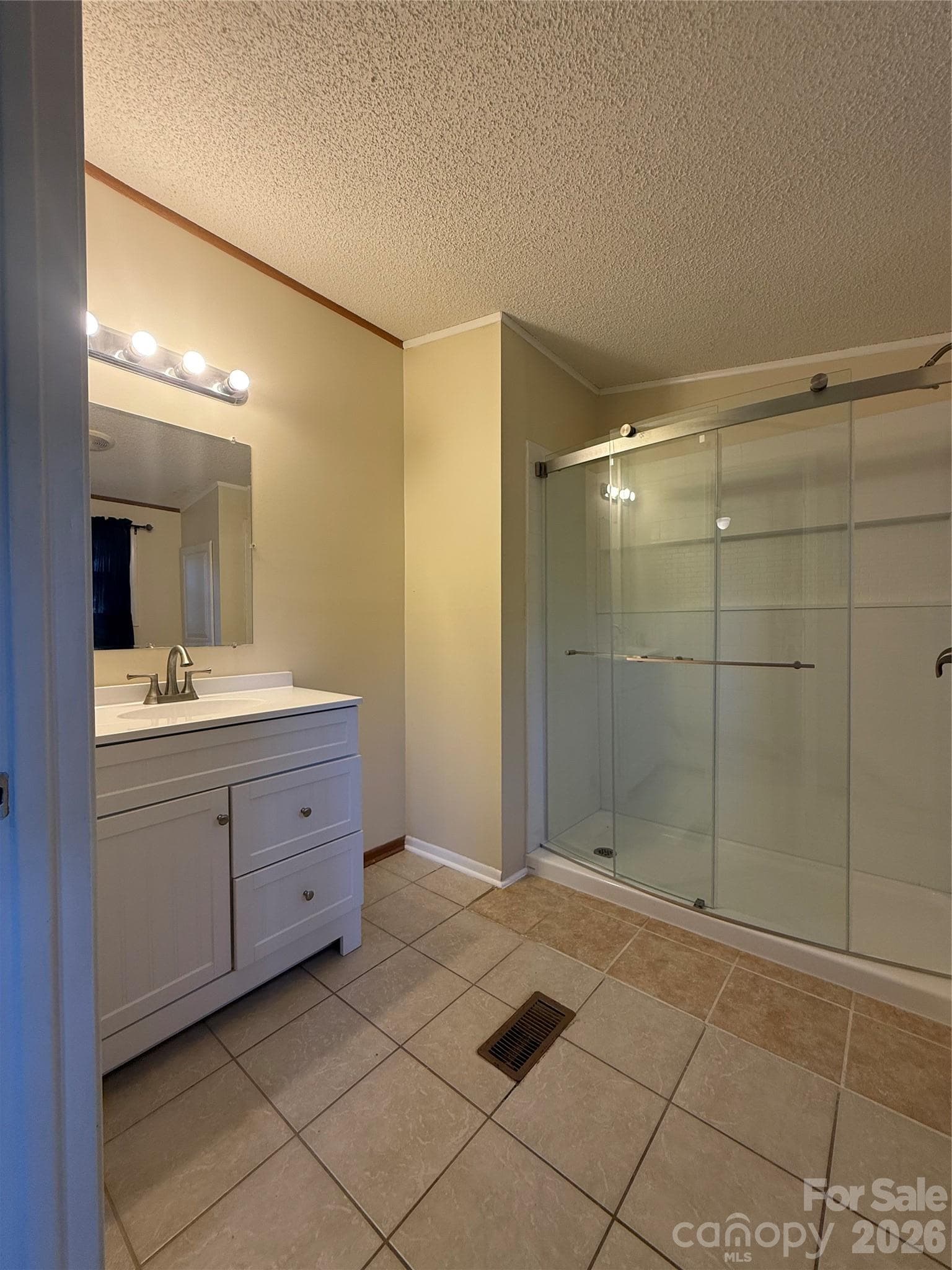 Primary bath with new vanity and walk in shower - 97 Fair Haven Drive, Burnsville
