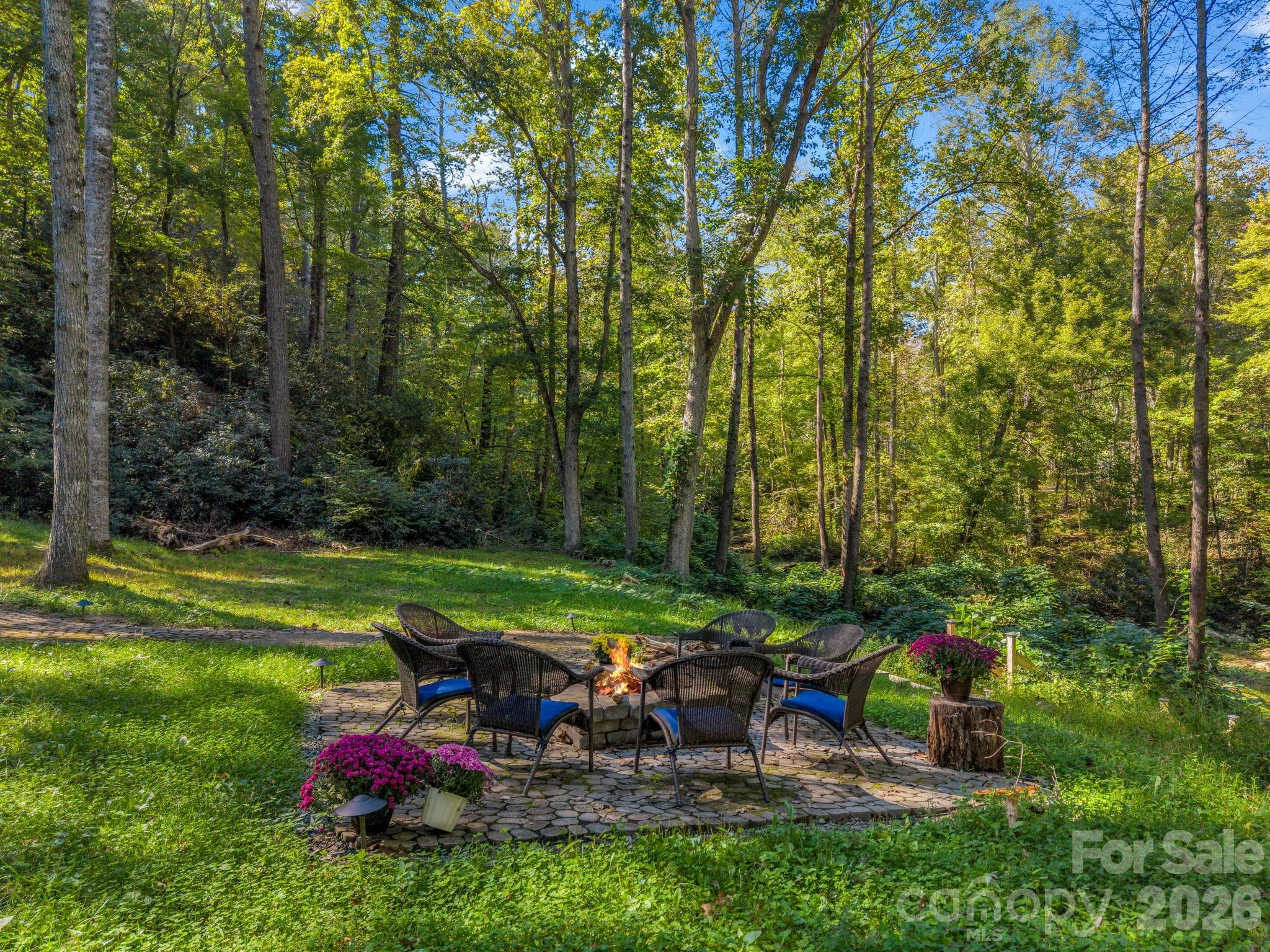 Fire pit to creek - 127 Cattail Road, Lake Lure