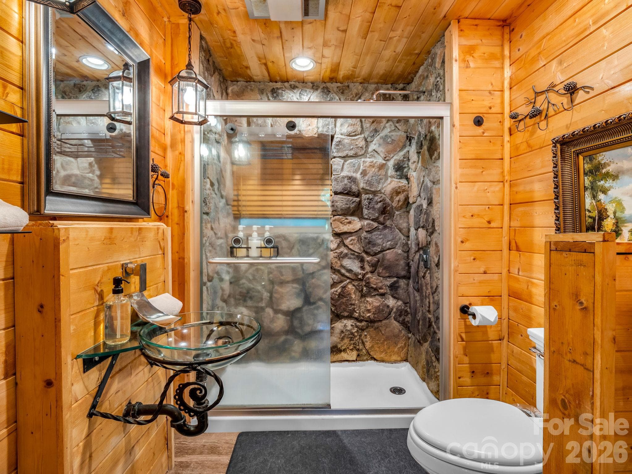Stone shower - 127 Cattail Road, Lake Lure