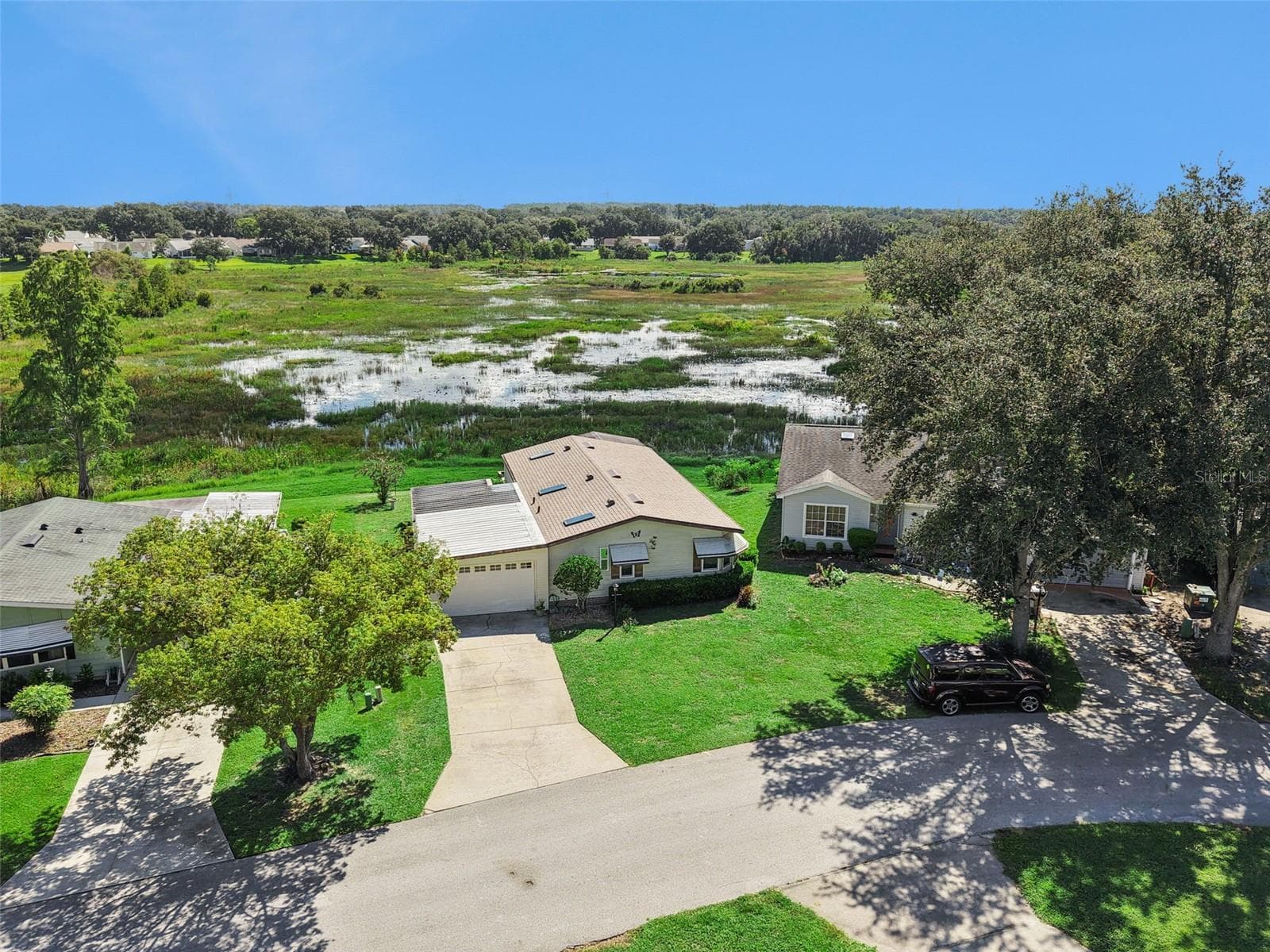 Aerial view of the home backing to the open marsh - 25038 CLIFFORD HL, LEESBURG