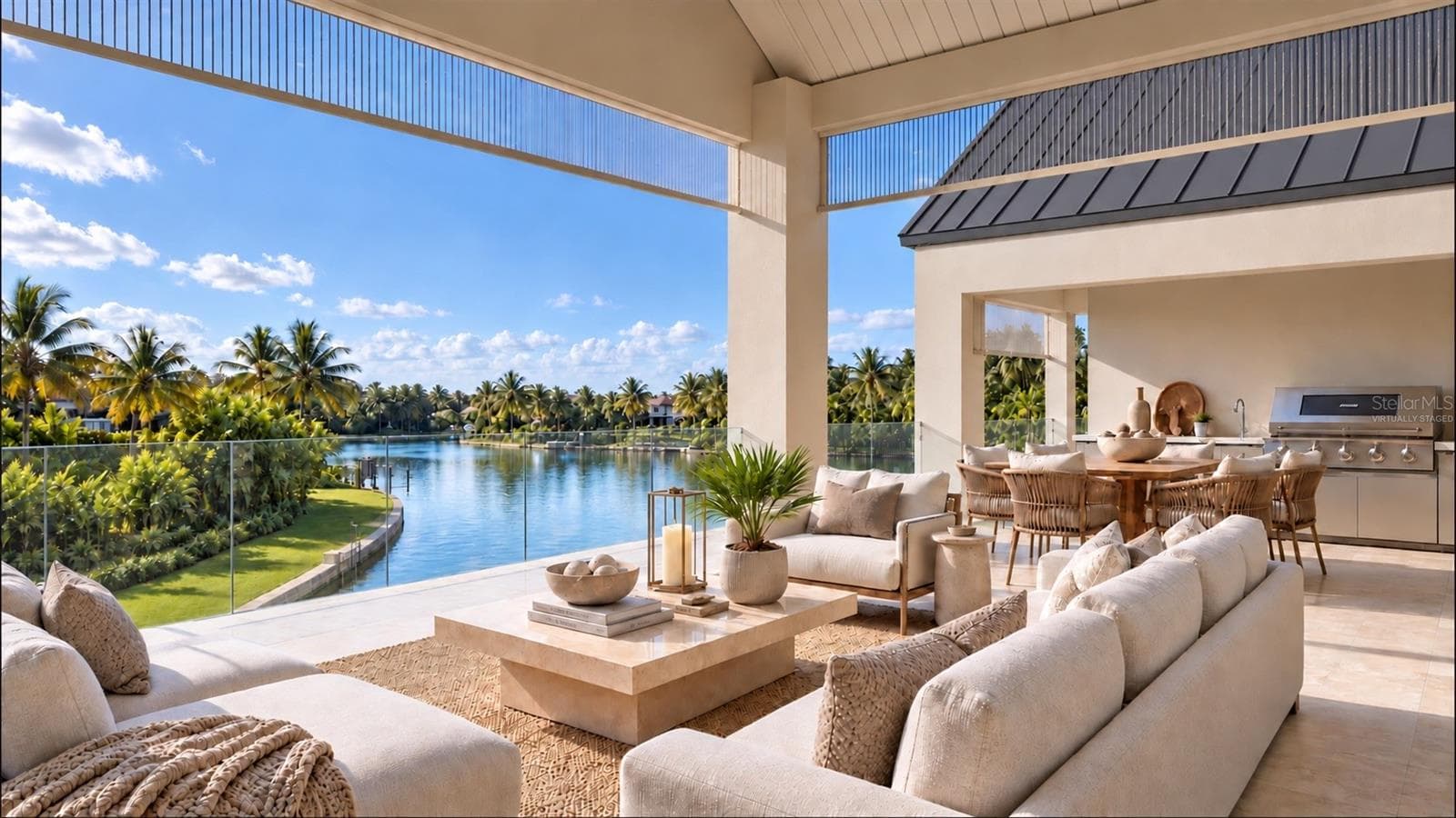 Patio with remote-controlled screens. Virtually staged. - 546 FREELING DR, SARASOTA