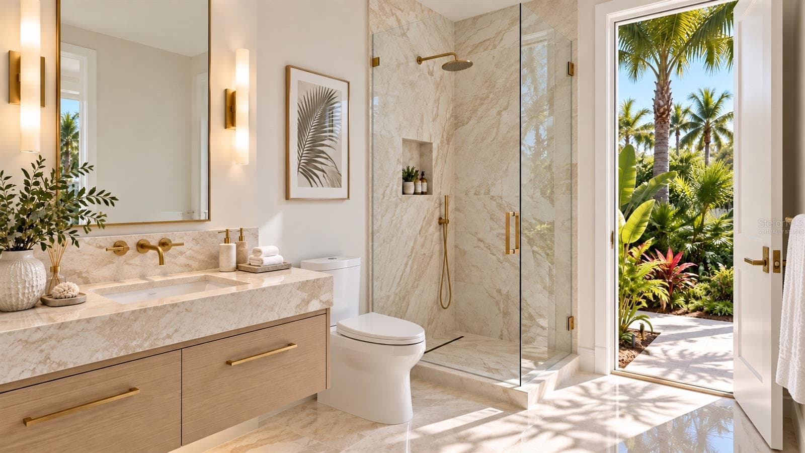 Pool access bathroom. Virtually staged. - 546 FREELING DR, SARASOTA