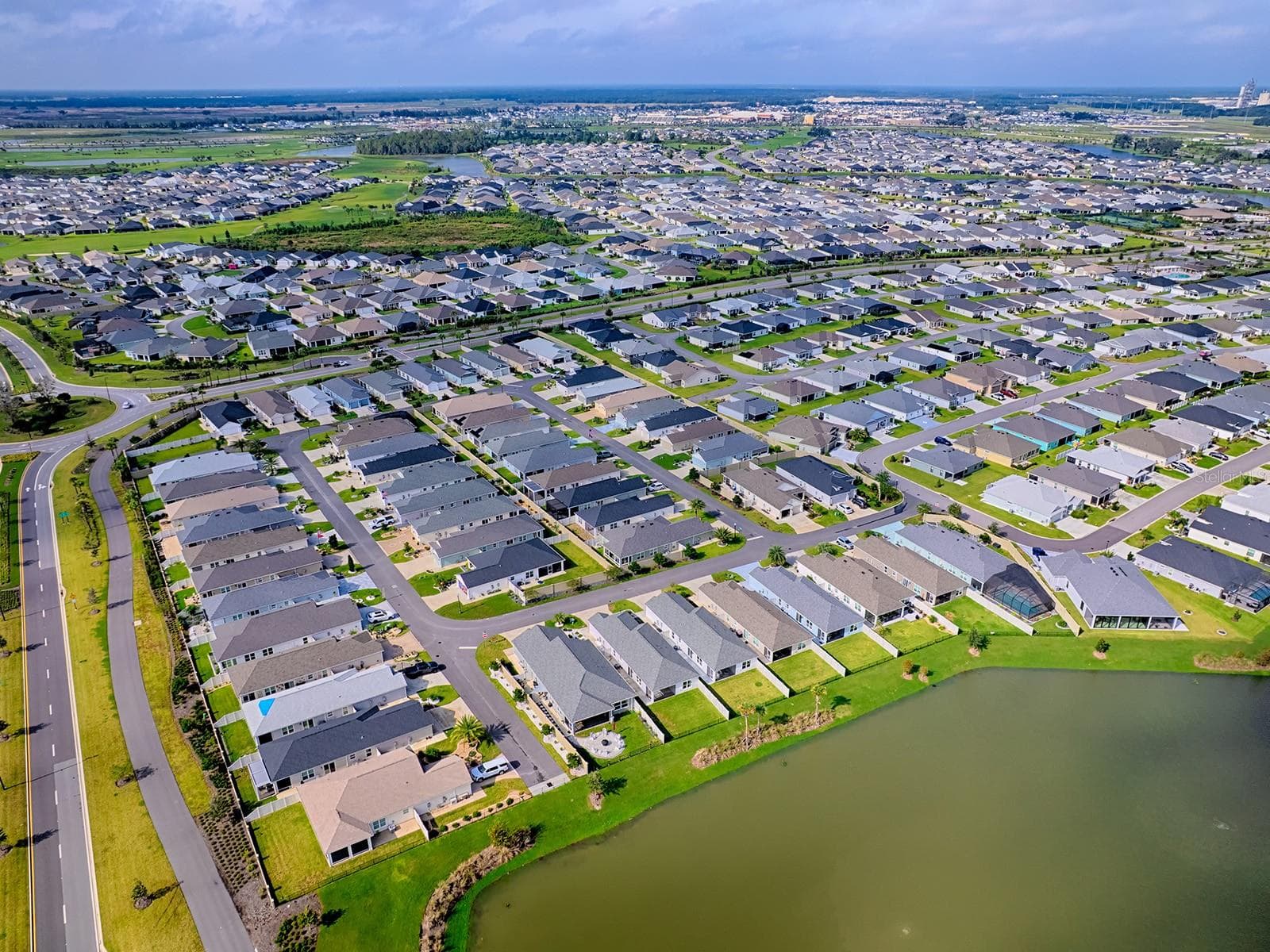 View from drone looking back at house - 1359 DARREN DR, THE VILLAGES