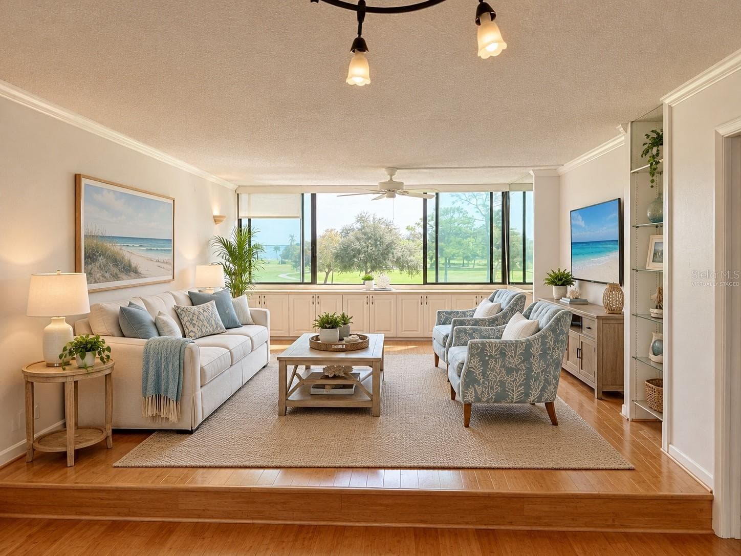 Virtually staged Living room - 2620 COVE CAY DR #307, CLEARWATER