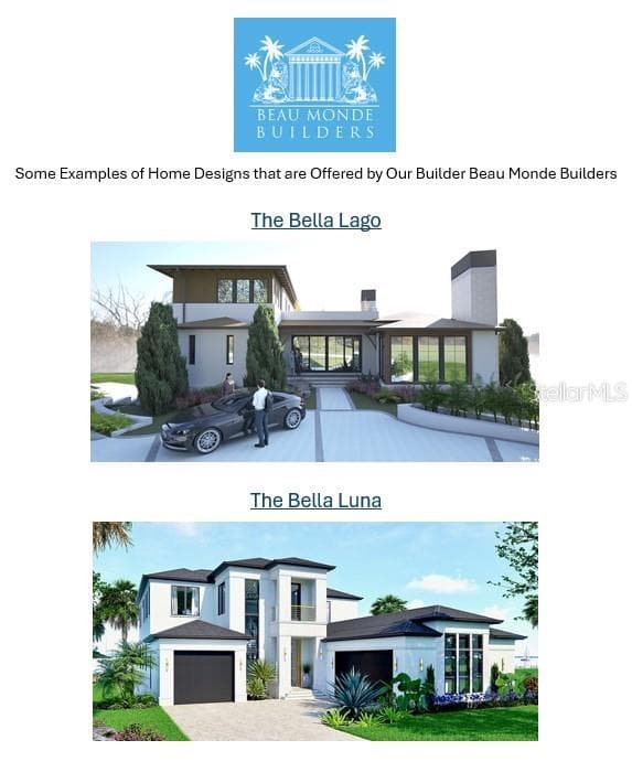 Examples of home designs by Beau Monde Builders - 177 TRANQUIL MIRROR LAKE CT #Lot 5, CLERMONT