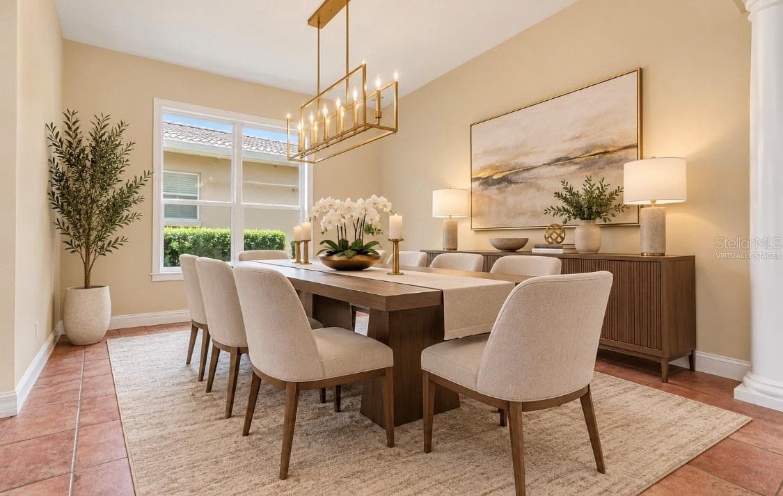 Virtually staged formal dining room - 18004 LANAI ISLE DR, TAMPA