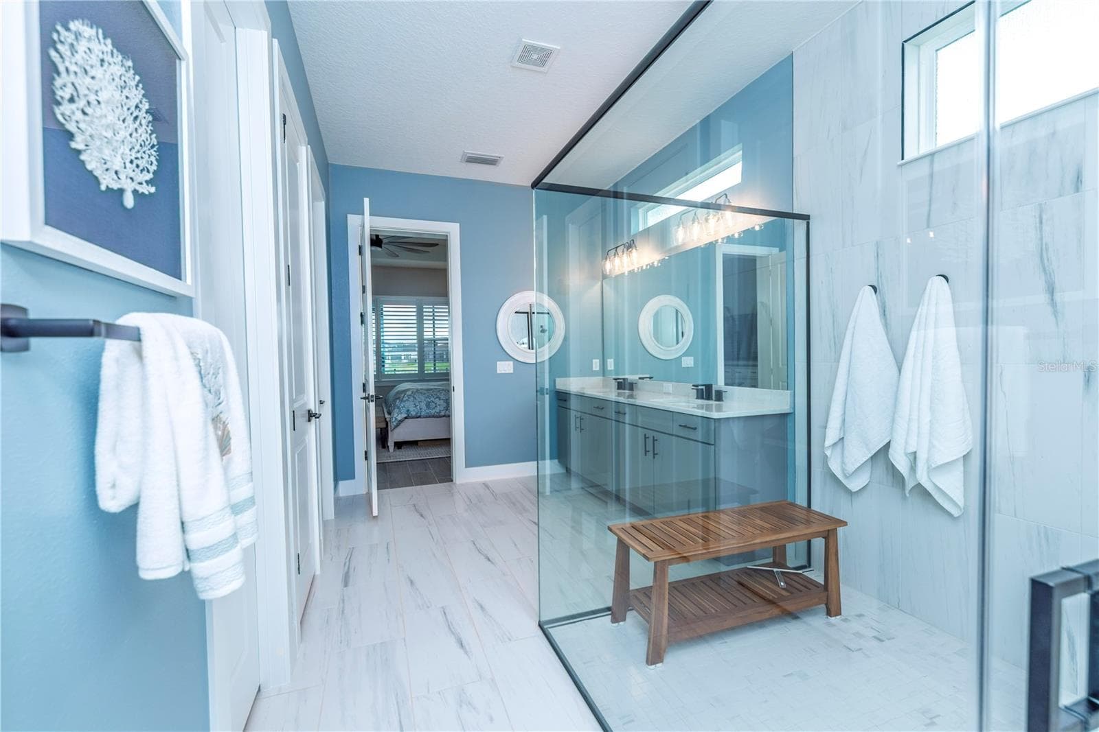 Primary ensuite bathroom with large shower. - 10706 TORCHWOOD SEA WAY, SAN ANTONIO