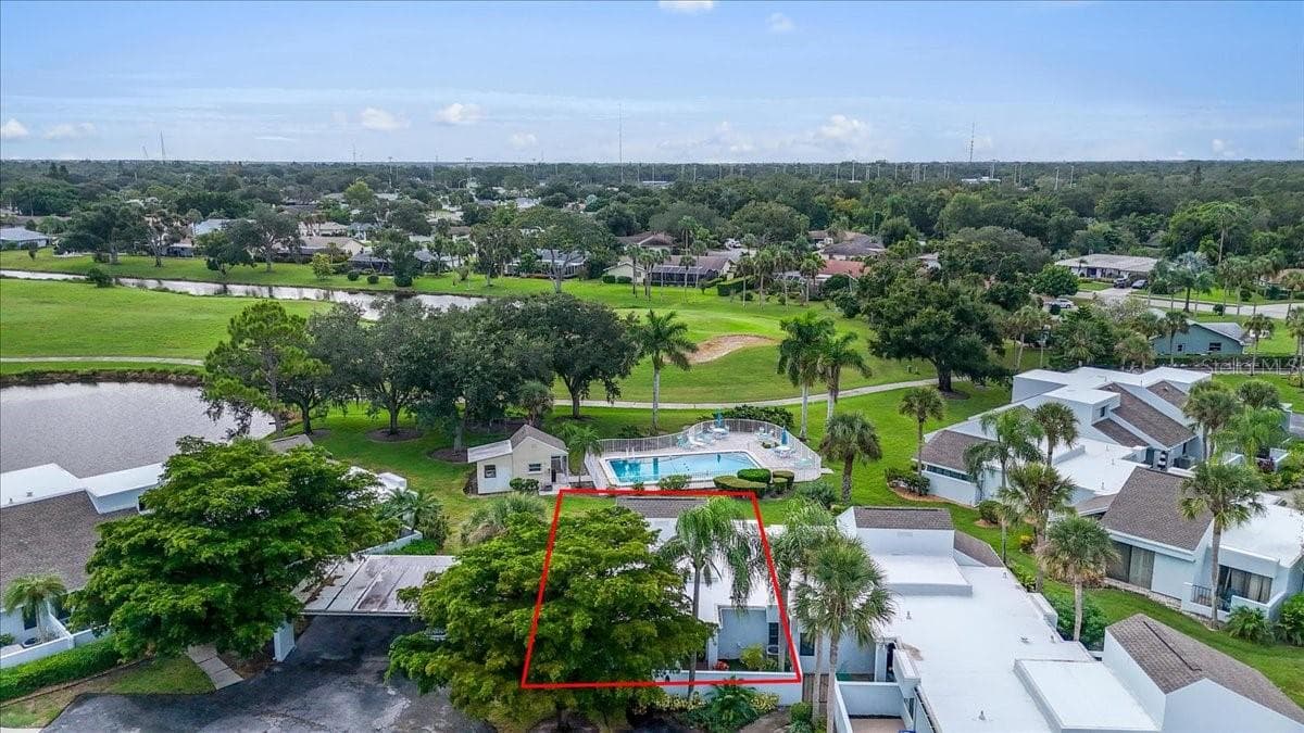 birdeye view showing the view behind the villa - 2319 LAKESIDE MEWS #B3, SARASOTA