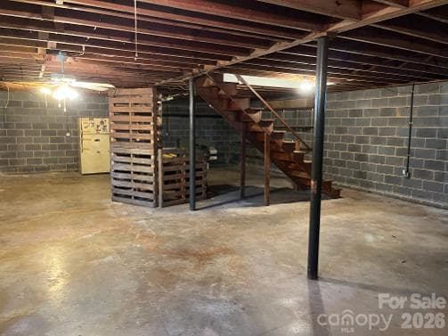 Full basement with plenty of room to expand. Outside entrance, laundry facilities and woodburning insert in the masonry fireplace. - 1211 Sharon School Road, Stony Point
