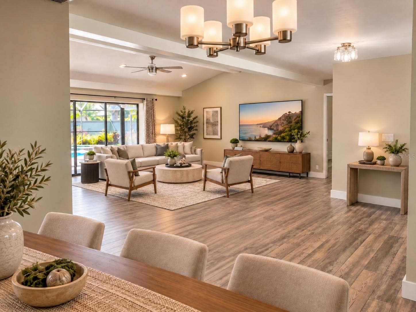 VIRTUAL Staged Great Room - 6993 COUNTRY LAKES CIR, SARASOTA