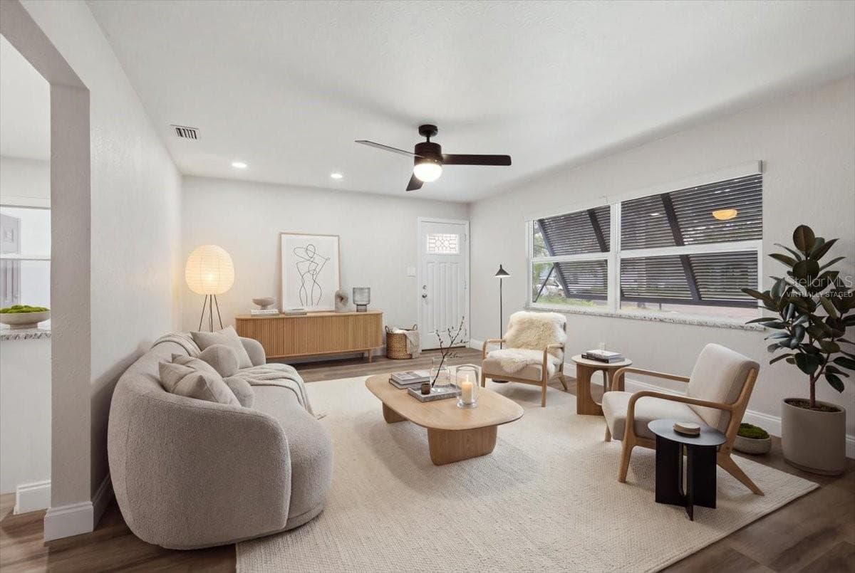 Virtually Staged Living Room - 1837 PASADENA DR, DUNEDIN