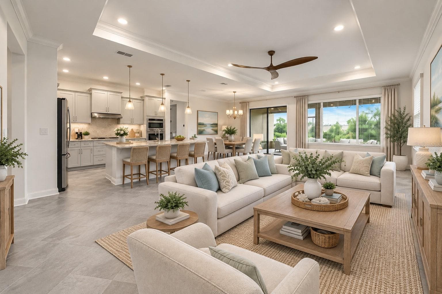 Virtually staged living, dining and kitchen - 9070 SW 106TH AVE, OCALA