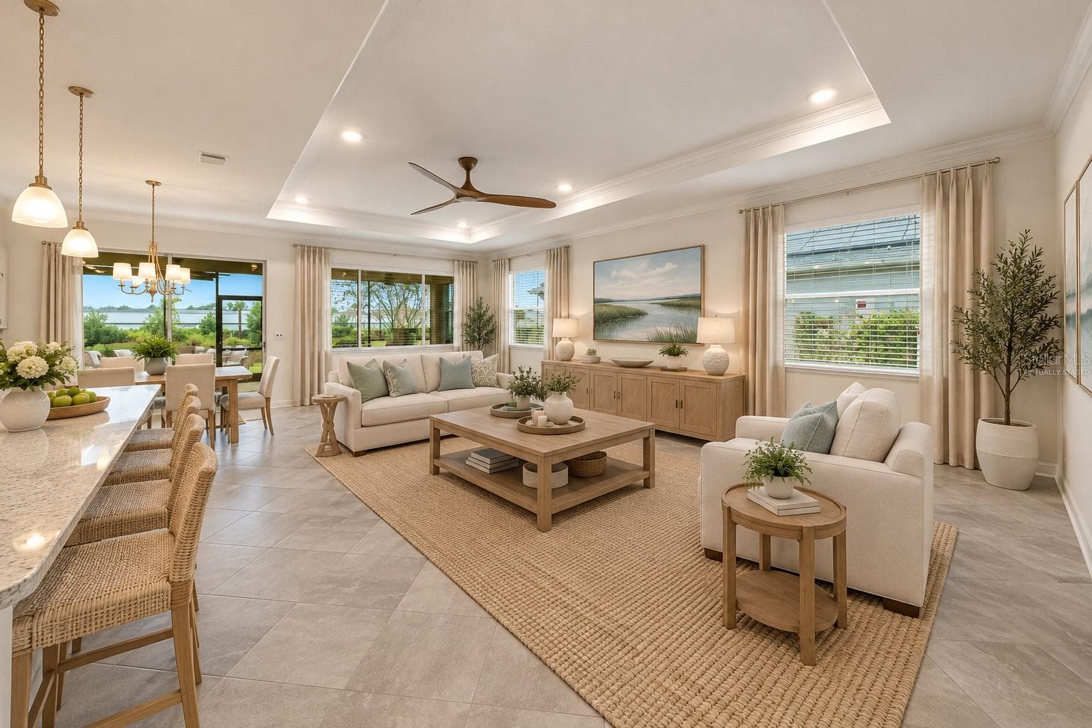 Virtually staged living room - 9070 SW 106TH AVE, OCALA