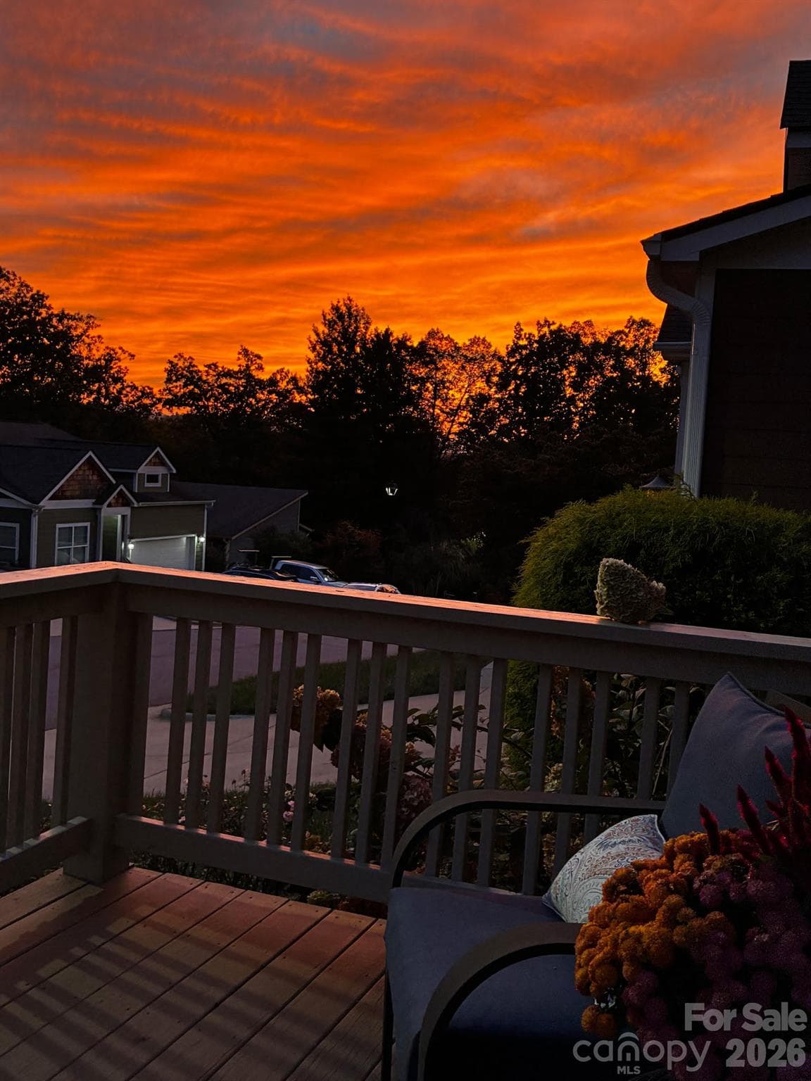 Fall sunset from front porch - 10 Meeting Street, Asheville