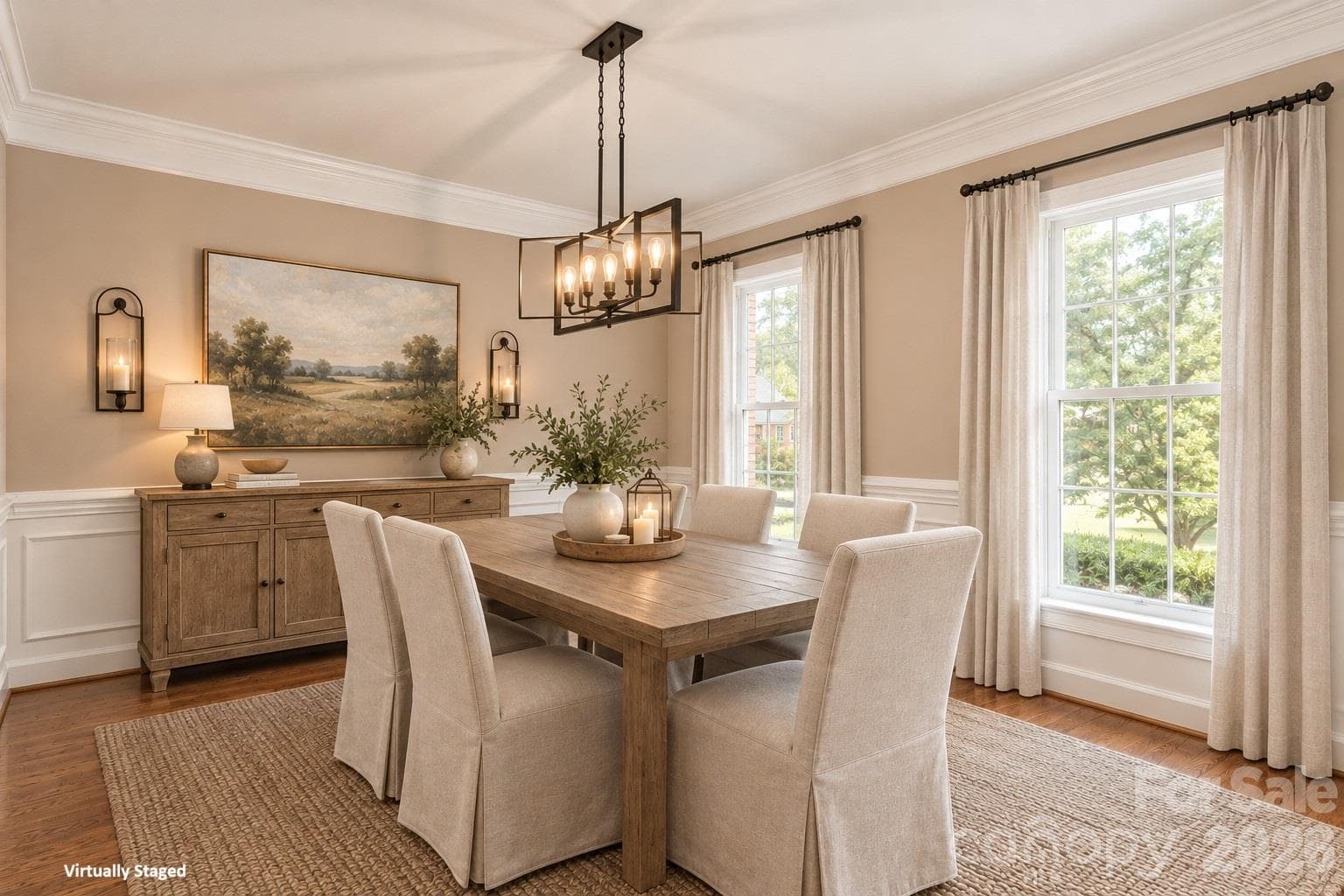 Virtually staged dining room - 12822 Cadgwith Cove Drive, Huntersville