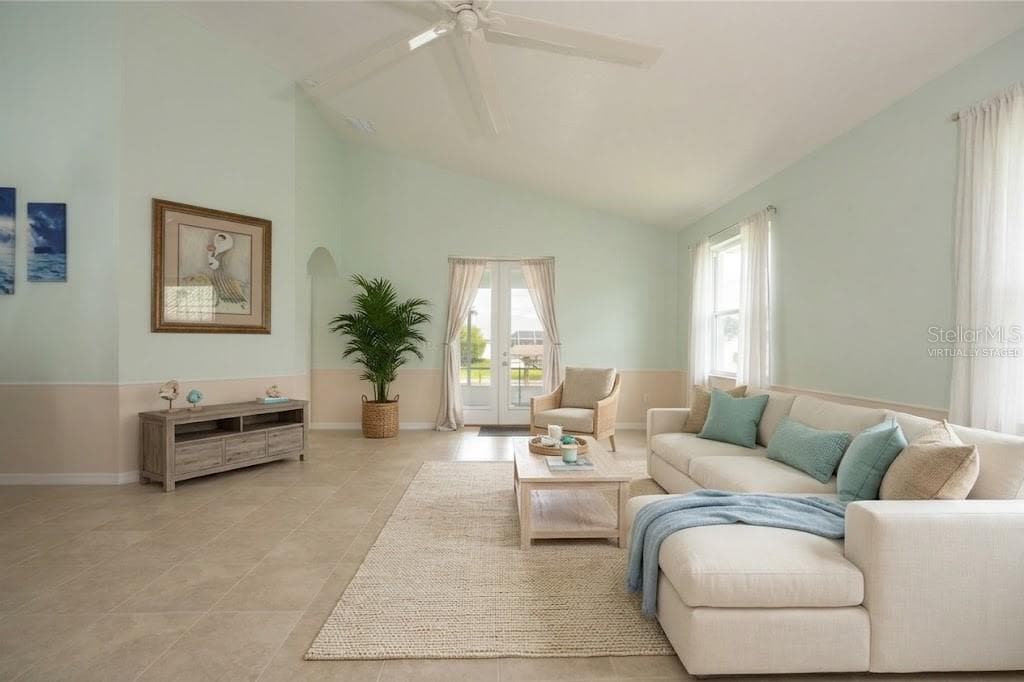 Virtually staged Living room - 85 S CIMMARON DR, PALM COAST