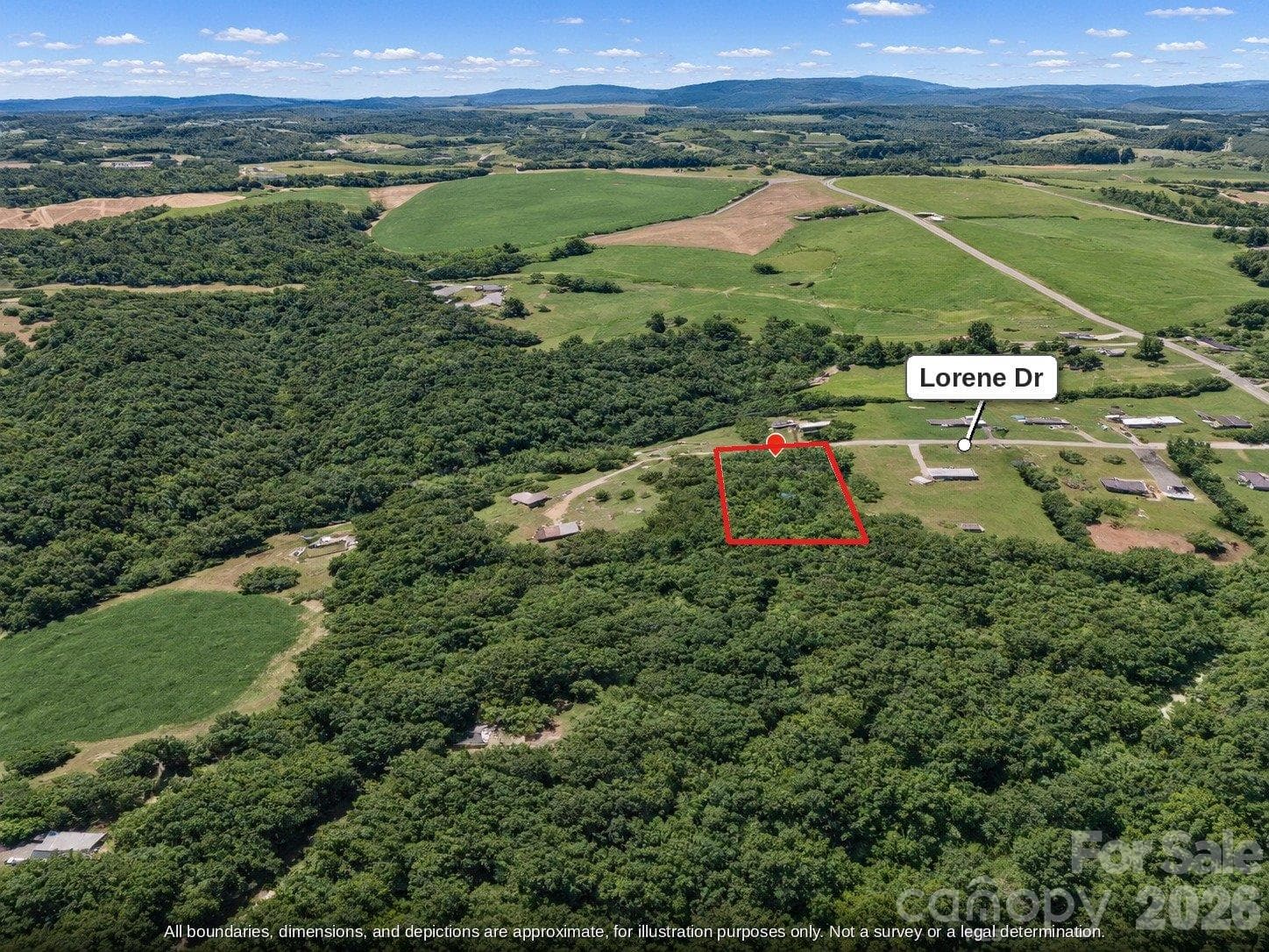 Aerial of the Lorene Dr road frontage, about 137 ft, near Albemarle NC - 99999 Lorene Drive, Albemarle