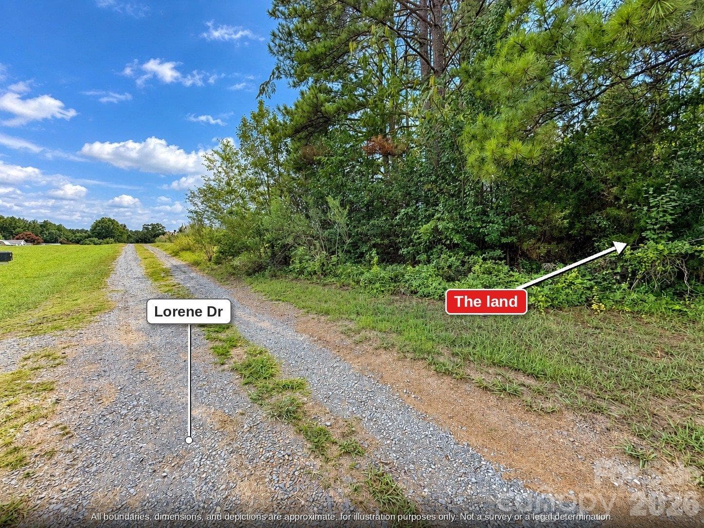 Lorene Dr gravel road, wooded homesite land on the right, Stanly County NC - 99999 Lorene Drive, Albemarle