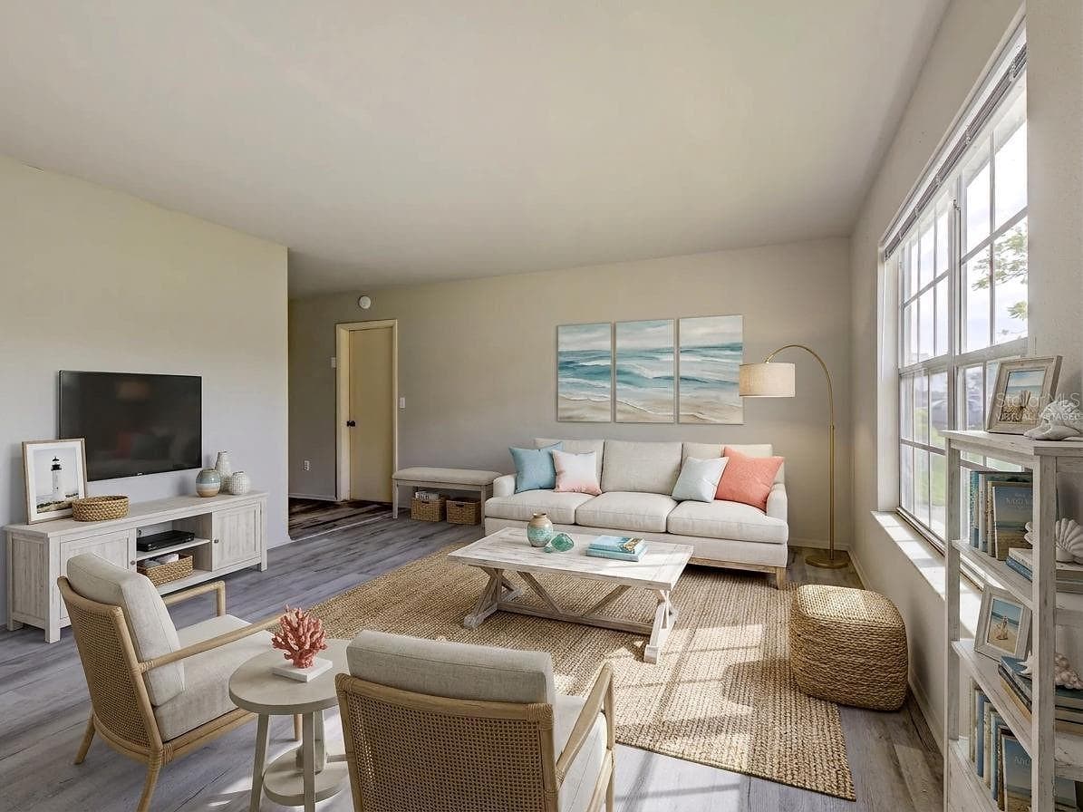 Virtually staged living room - 2635 SHENANDOAH ST, NORTH PORT