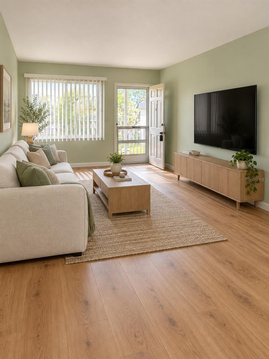 Living Room Staged & Remodeled - 5725 12TH AVE N #306D, ST PETERSBURG