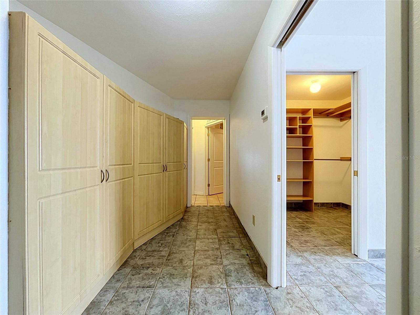 Hallway to garage and Bathroom 3 with cabinets - 1348 EDGEWATER BEACH DR, LAKELAND