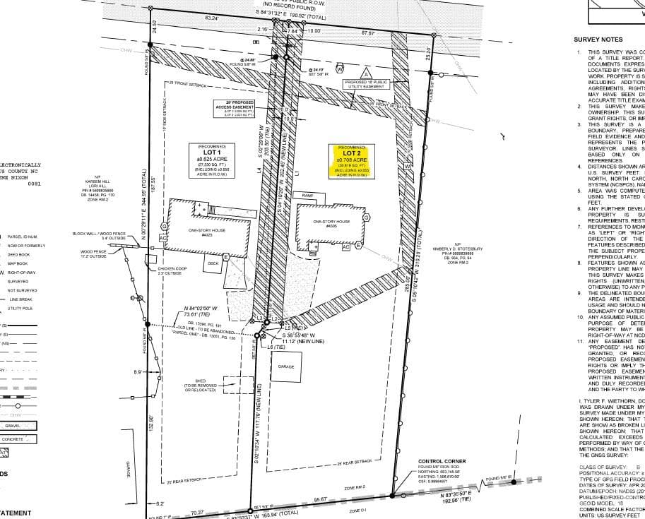 new subdivision map - 4305 Weddington Road, Concord