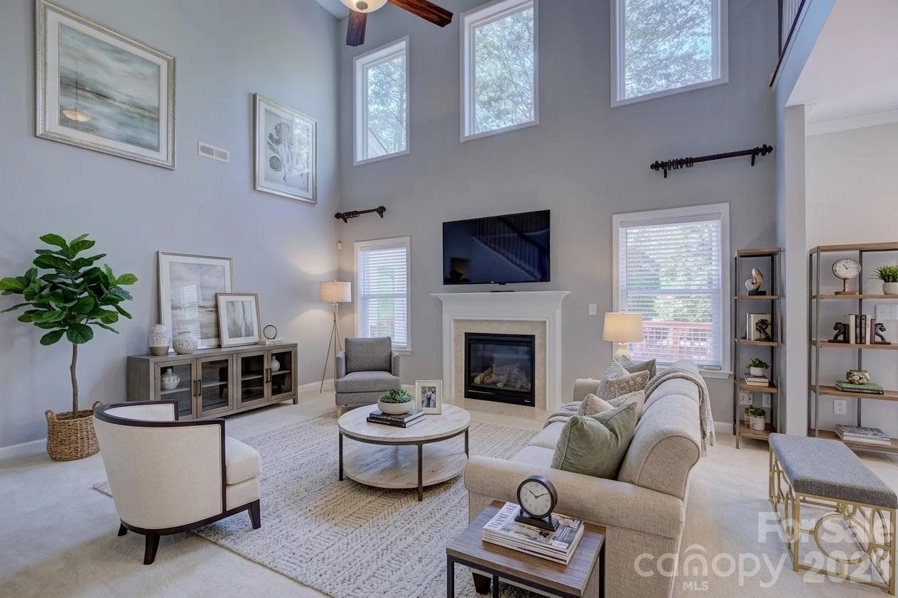virtually staged greatroom - 9609 Spurwig Court, Charlotte