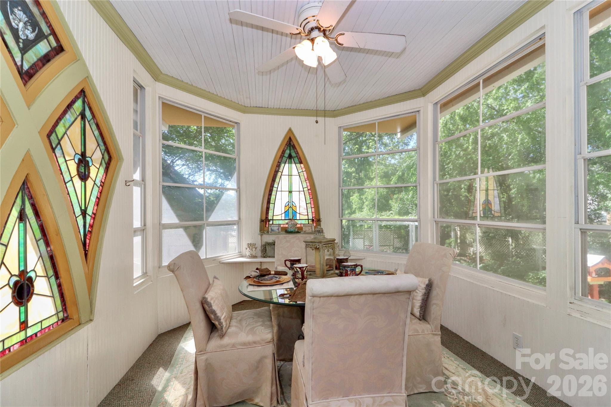 Atrium just off the deck with stunning stain glass windows. - 235 Walnut Street, Statesville