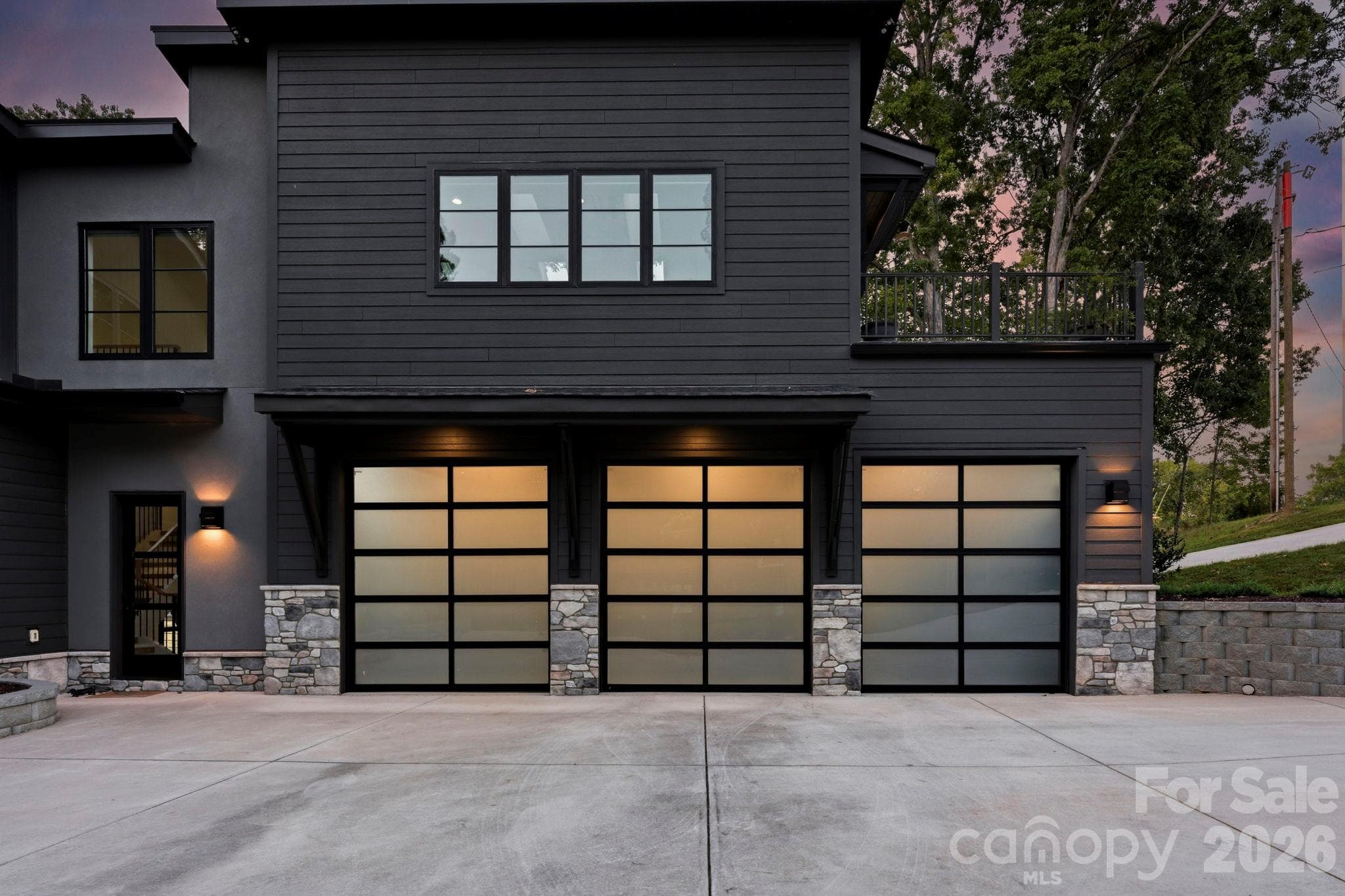 Section of front elevation, showing attractive garage doors - 298 Marietta Road, Mooresville