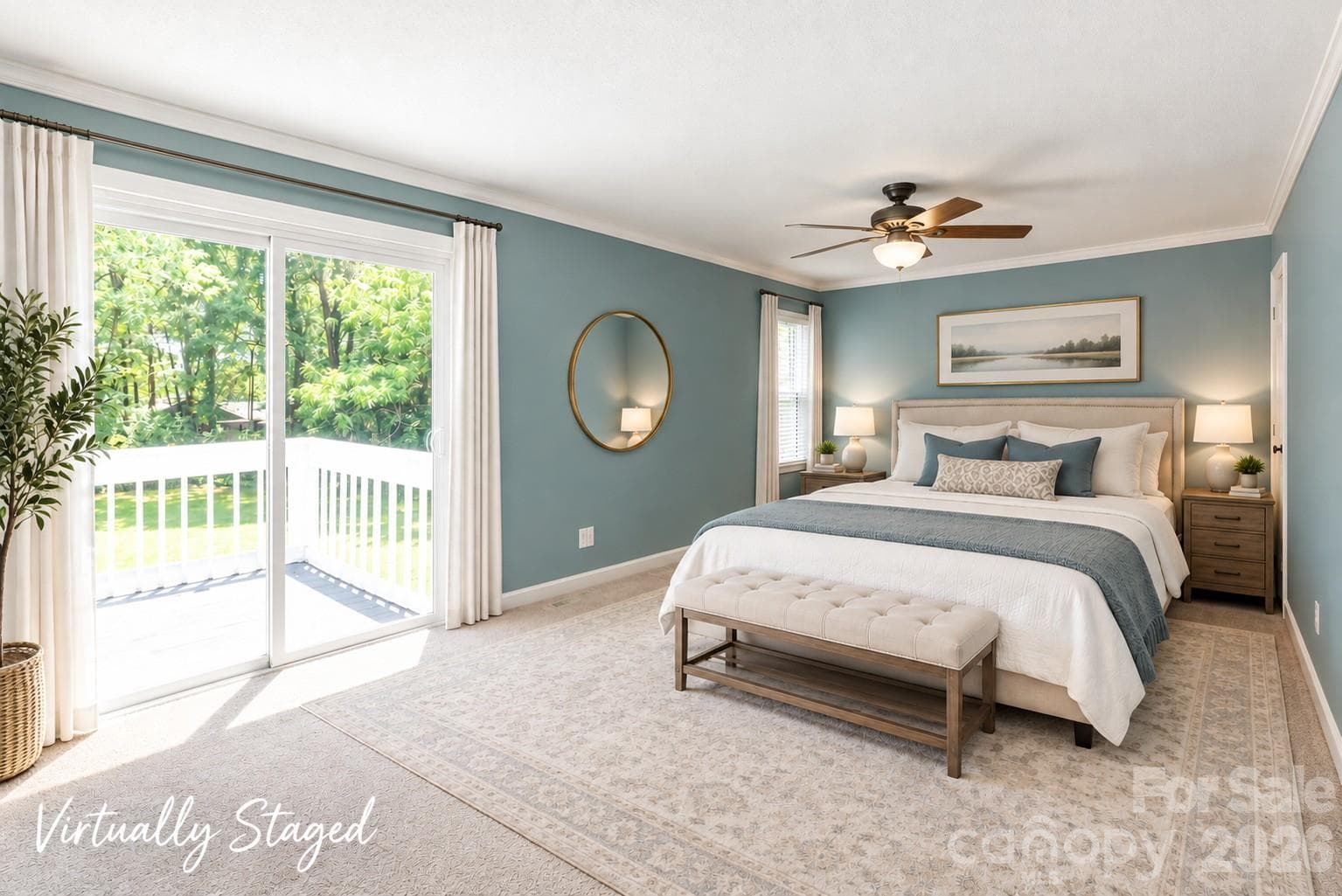 Virtually Staged Primary Bedroom - 8410 Cricket Lake Drive, Charlotte
