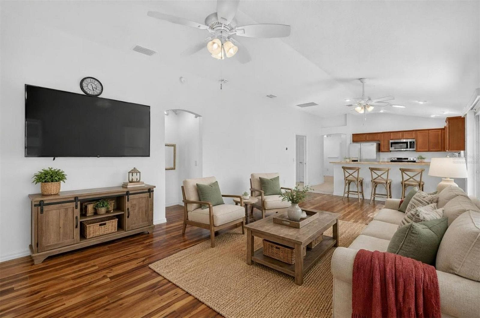 Living, Dining, and Kitchen-Virtually Staged - 3056 EASTWOOD TER, THE VILLAGES