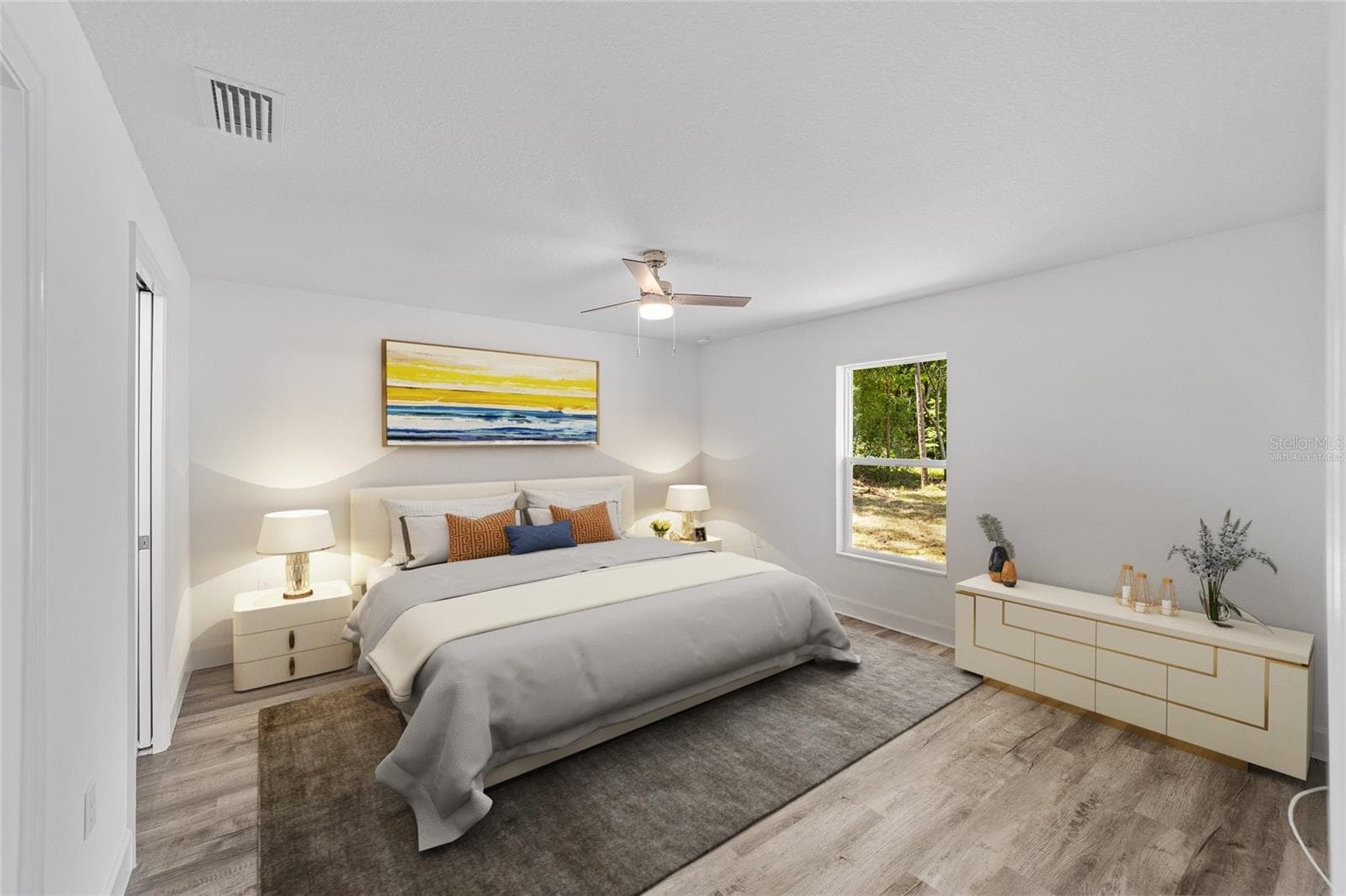 Model Home Primary Bedroom Virtually Staged - 6501 NW 61ST LN, OCALA