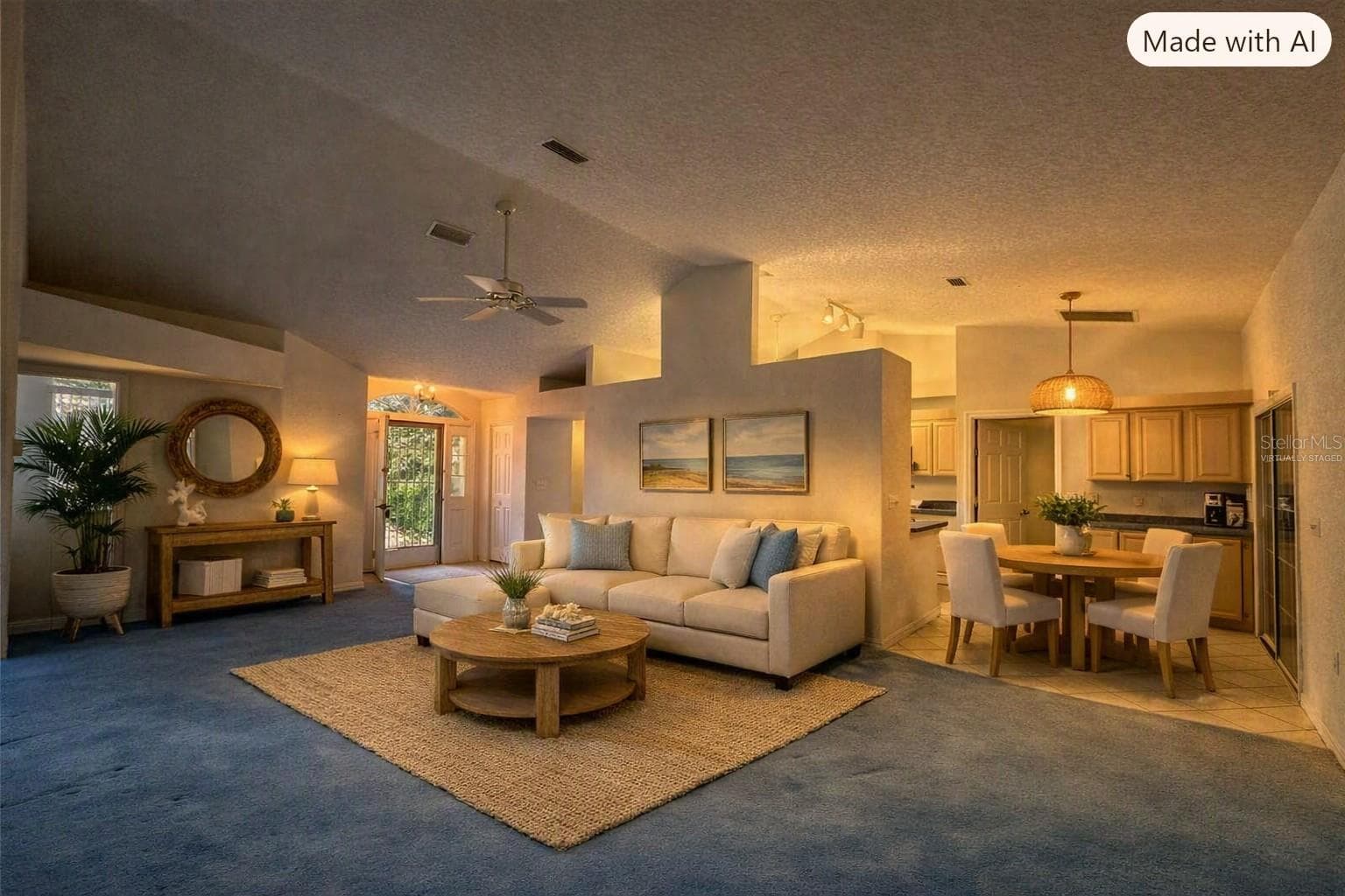 Virtually staged-living room/dinette view - 10816 SW 83RD AVE, OCALA