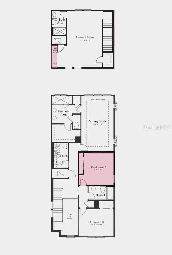 Second Floor Plan - Additional Highlights Include: 8' interior doors, wet bar at game room, shower in place of tub at bath 2, luxury vinyl plank flooring and quartz countertops - 14779 FIELD DAISY DR, WINTER GARDEN