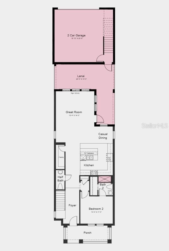 First Floor Plan - Additional Highlights Include: 8' interior doors, wet bar at game room, shower in place of tub at bath 2, luxury vinyl plank flooring and quartz countertops - 14779 FIELD DAISY DR, WINTER GARDEN