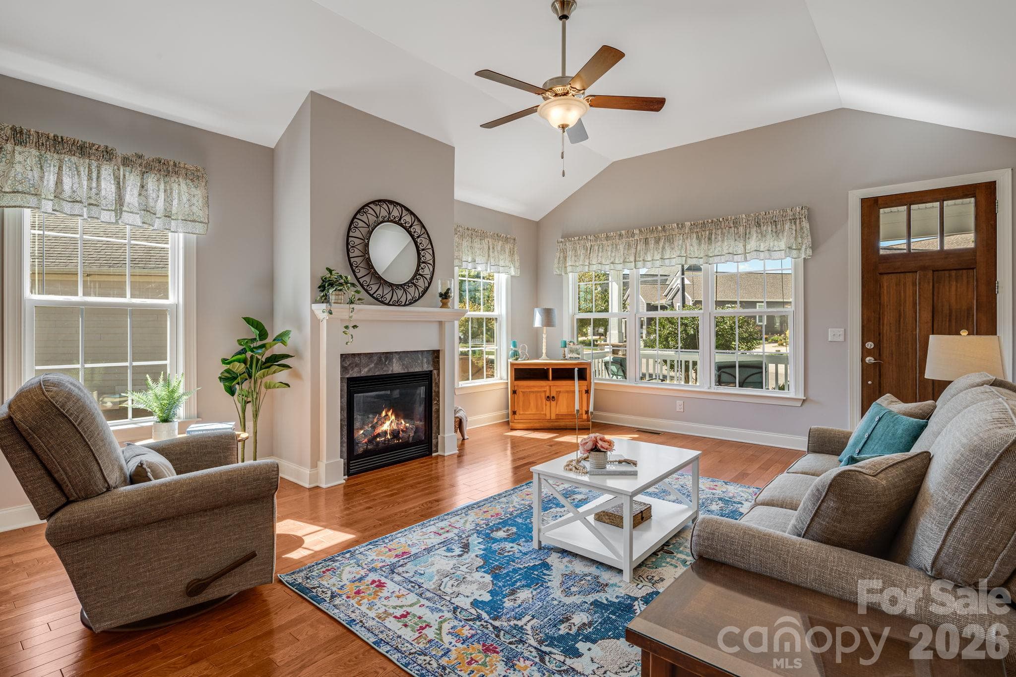Living area with gas log fireplace - 76 Rose Creek Road, Leicester