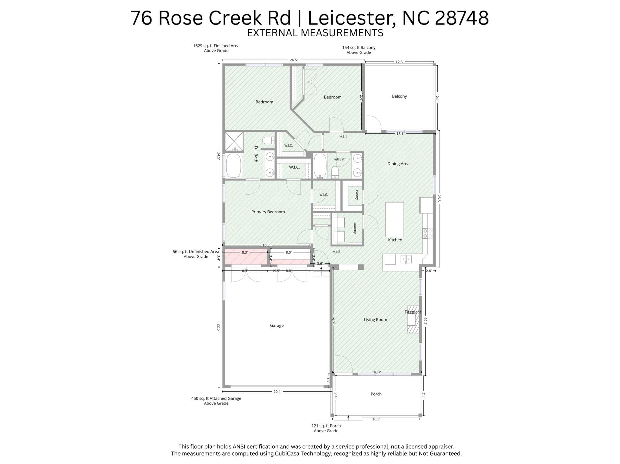 Measurements - 76 Rose Creek Road, Leicester