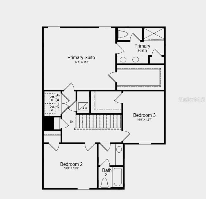 Second Floor Plan - Additional Highlights Include: GE refrigerator, laundry package, vertical blinds on all sliding glass doors, and whole house blinds - 5464 CROWN POINT RD, KISSIMMEE