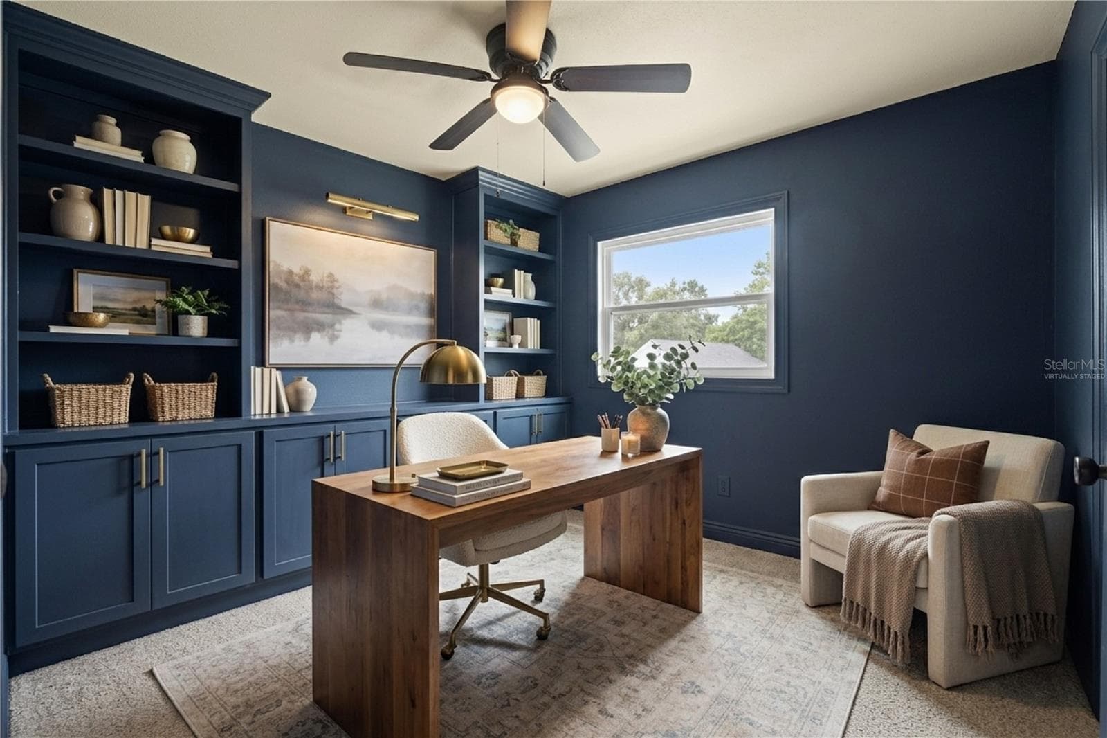 Virtually staged bedroom to an office - 2228 KING CHARLES CT, WINTER PARK