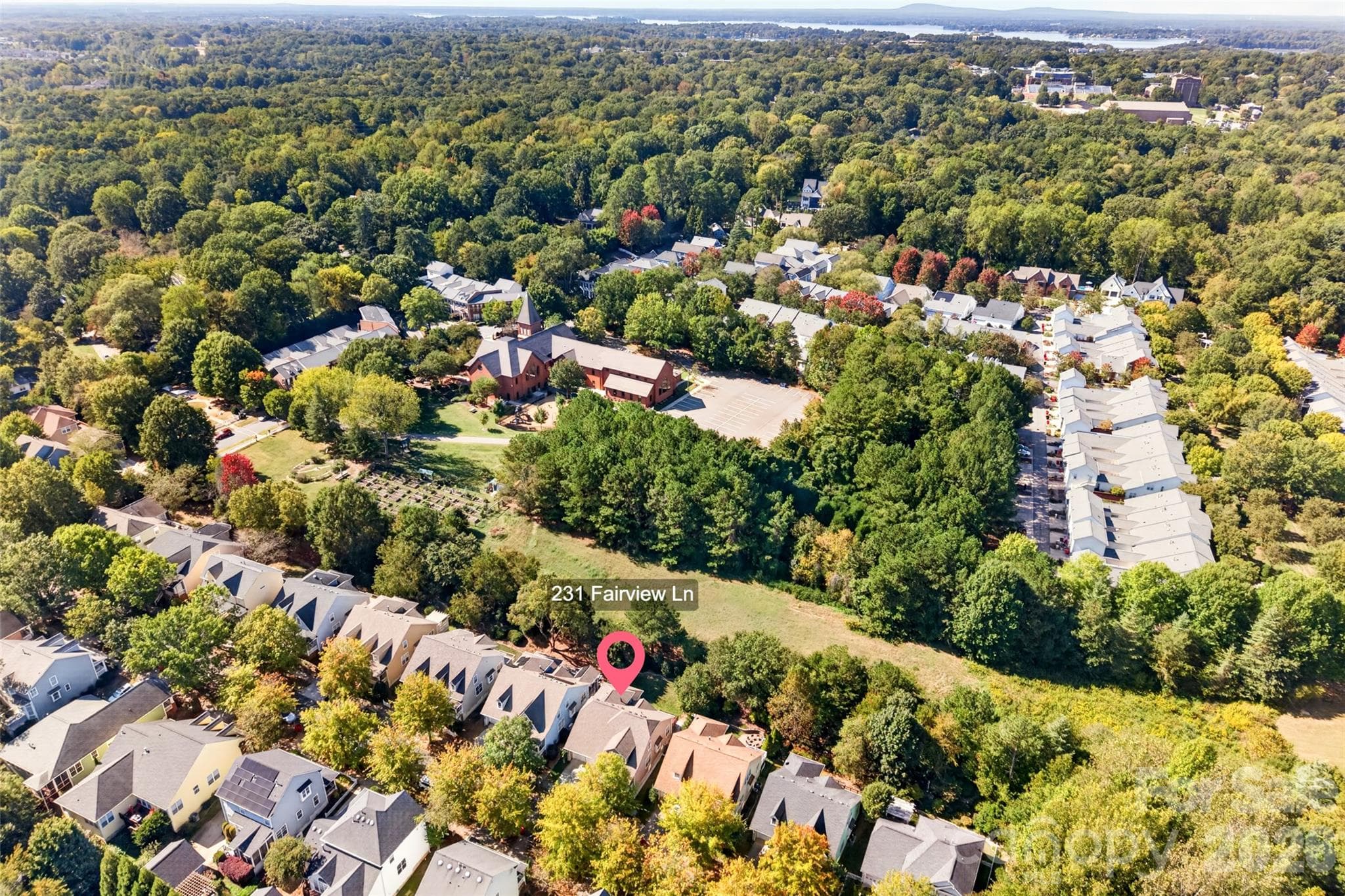 Bird's eye view. - 231 Fairview Lane, Davidson