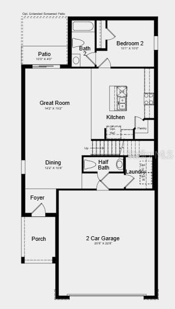 Floor 1 Plan: Additional Highlights Include: GE refrigerator, laundry package, and whole house blinds. - 5309 LOGGIA LN, KISSIMMEE