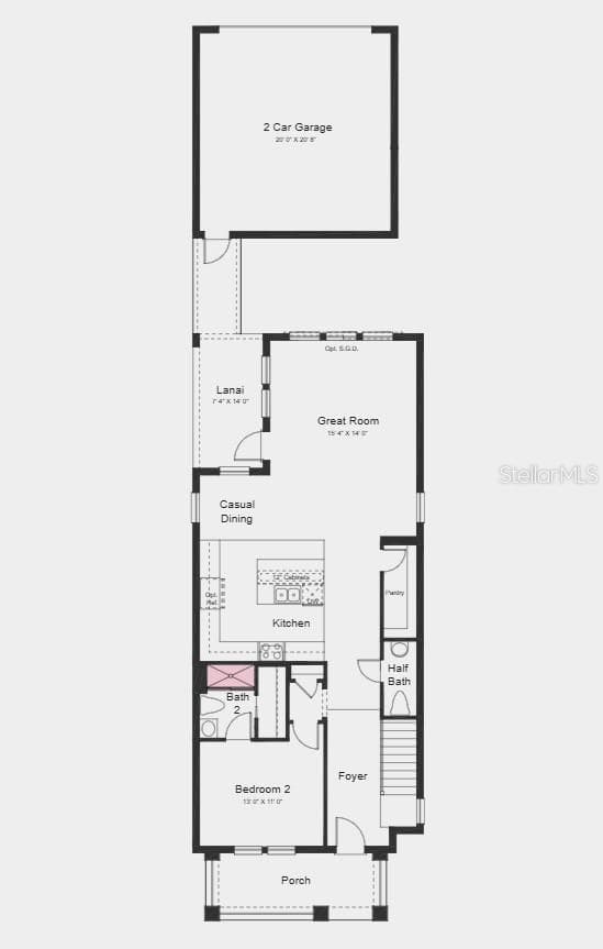 First Floor Plan - Additional Highlights Include: Shower in place of tub at secondary bath, 8' interior doors, pre-plumb for future laundry tub, LVP flooring throughout, and whole house blinds - 14747 FIELD DAISY DR, WINTER GARDEN