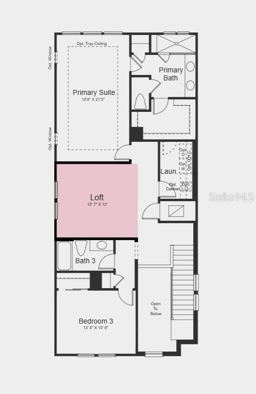 Second Floor Plan - Additional Highlights Include: Shower in place of tub at secondary bath, 8' interior doors, pre-plumb for future laundry tub, LVP flooring throughout, and whole house blinds - 14747 FIELD DAISY DR, WINTER GARDEN