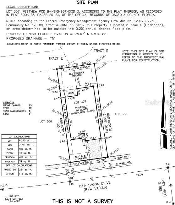5539 Isla Saona Drive Preliminary Plot Plan - 5539 ISLA SAONA DR, KISSIMMEE