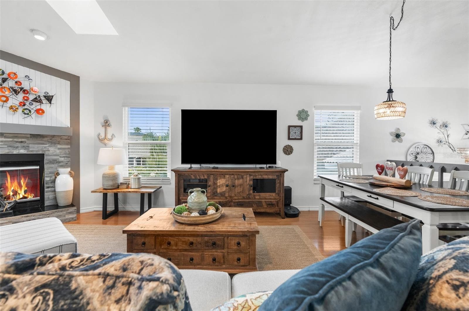 Family Room/Dining Room with fireplace. Located on second story. - 6029 BAYWAY CT, NEW PORT RICHEY