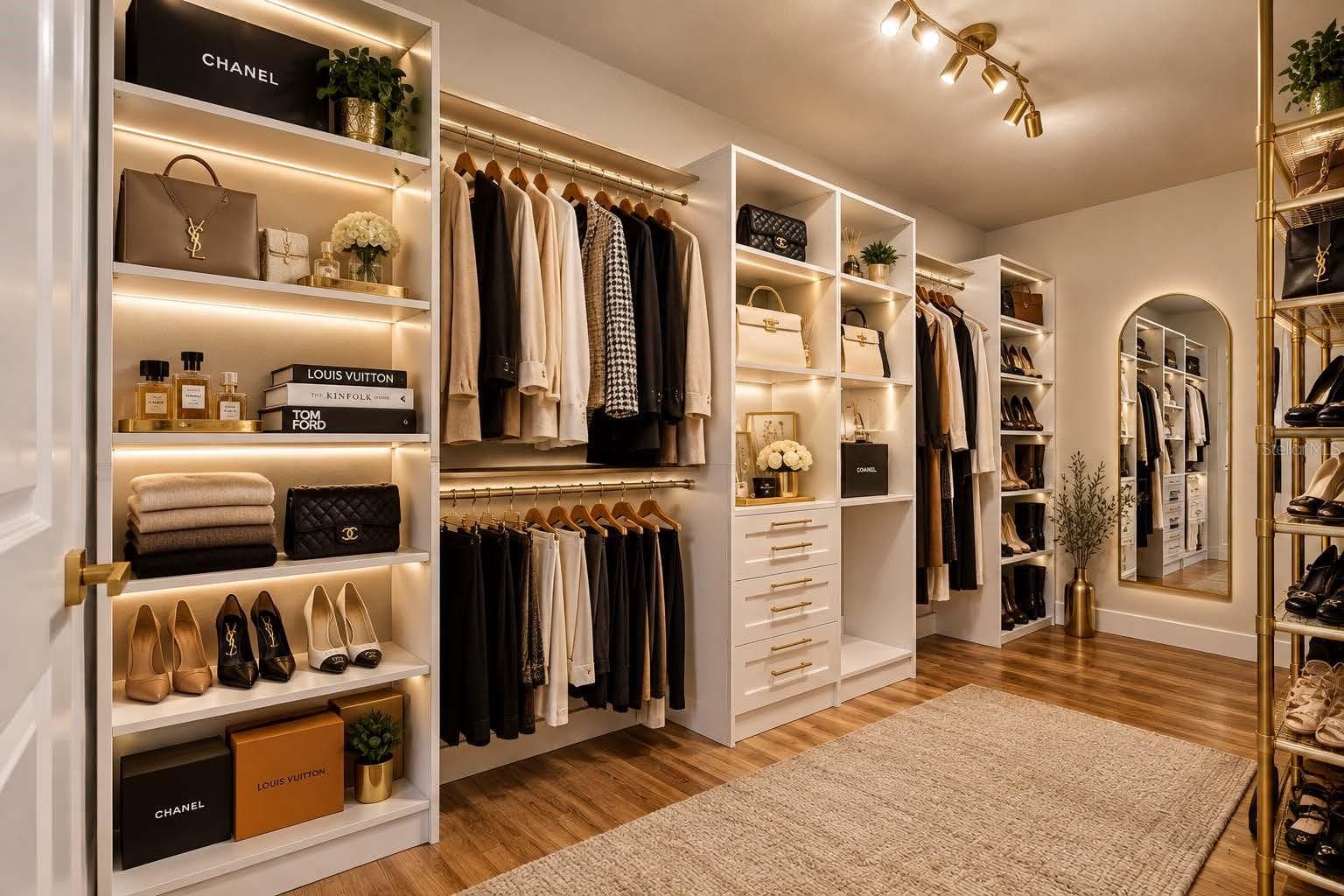 Staged master closet to show storage potential - 13044 BELLERIVE LN, ORLANDO