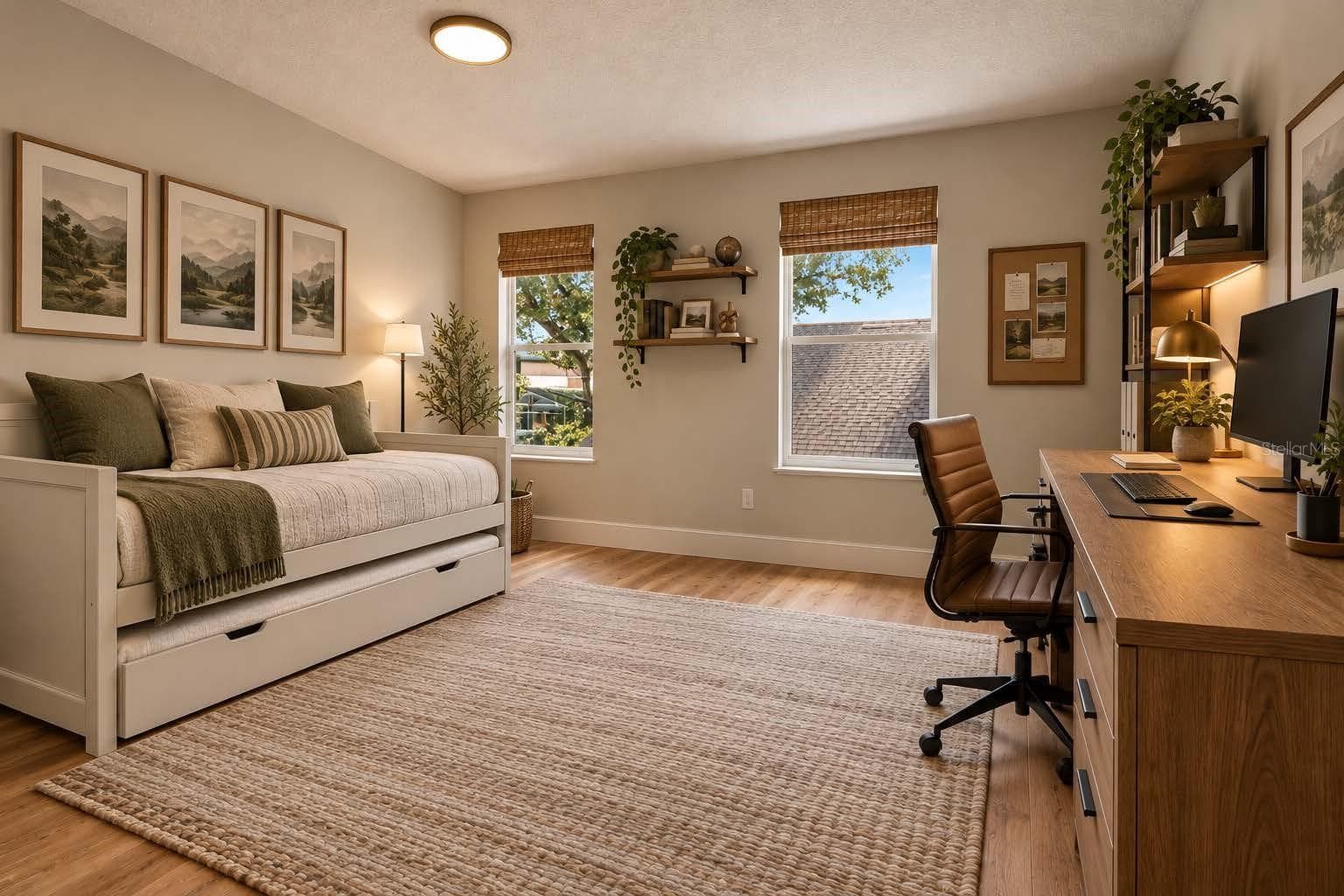 Staged bedroom to show guest bedroom/ Office possibilities. - 13044 BELLERIVE LN, ORLANDO