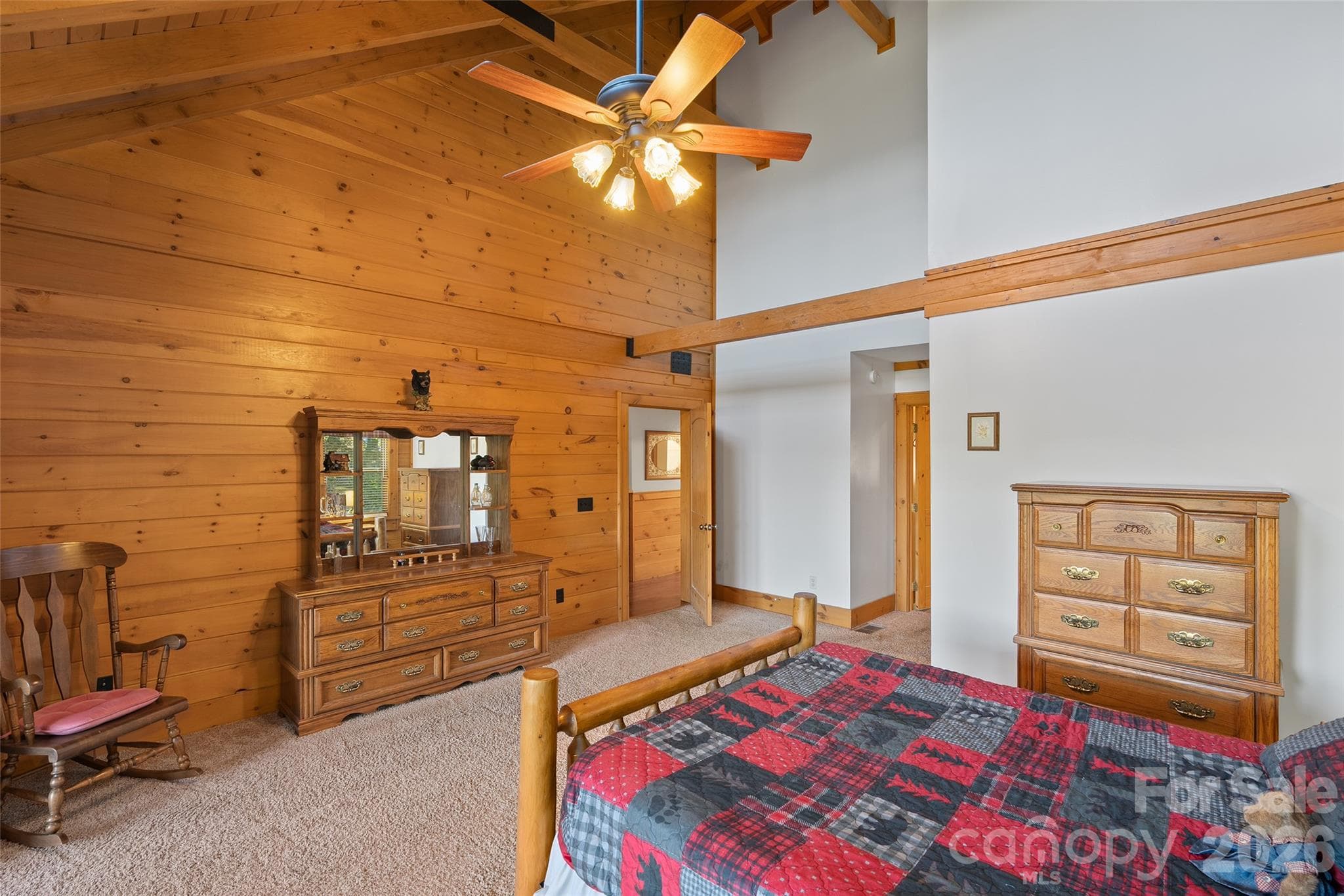 Main-level bedroom with ample closet space. - 124 Borges Lane, Waynesville
