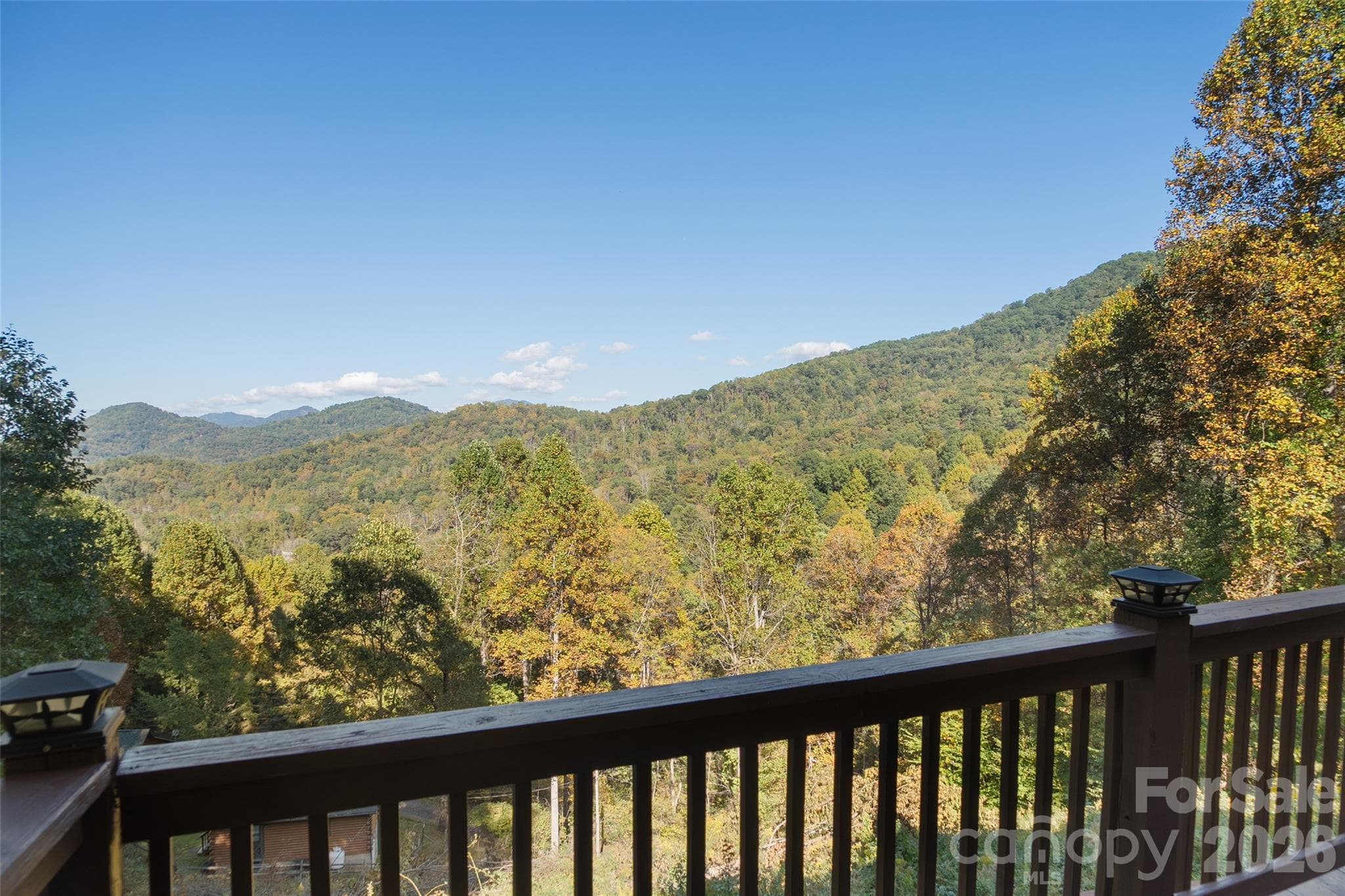 Beautiful mountain vistas from the covered deck. - 124 Borges Lane, Waynesville