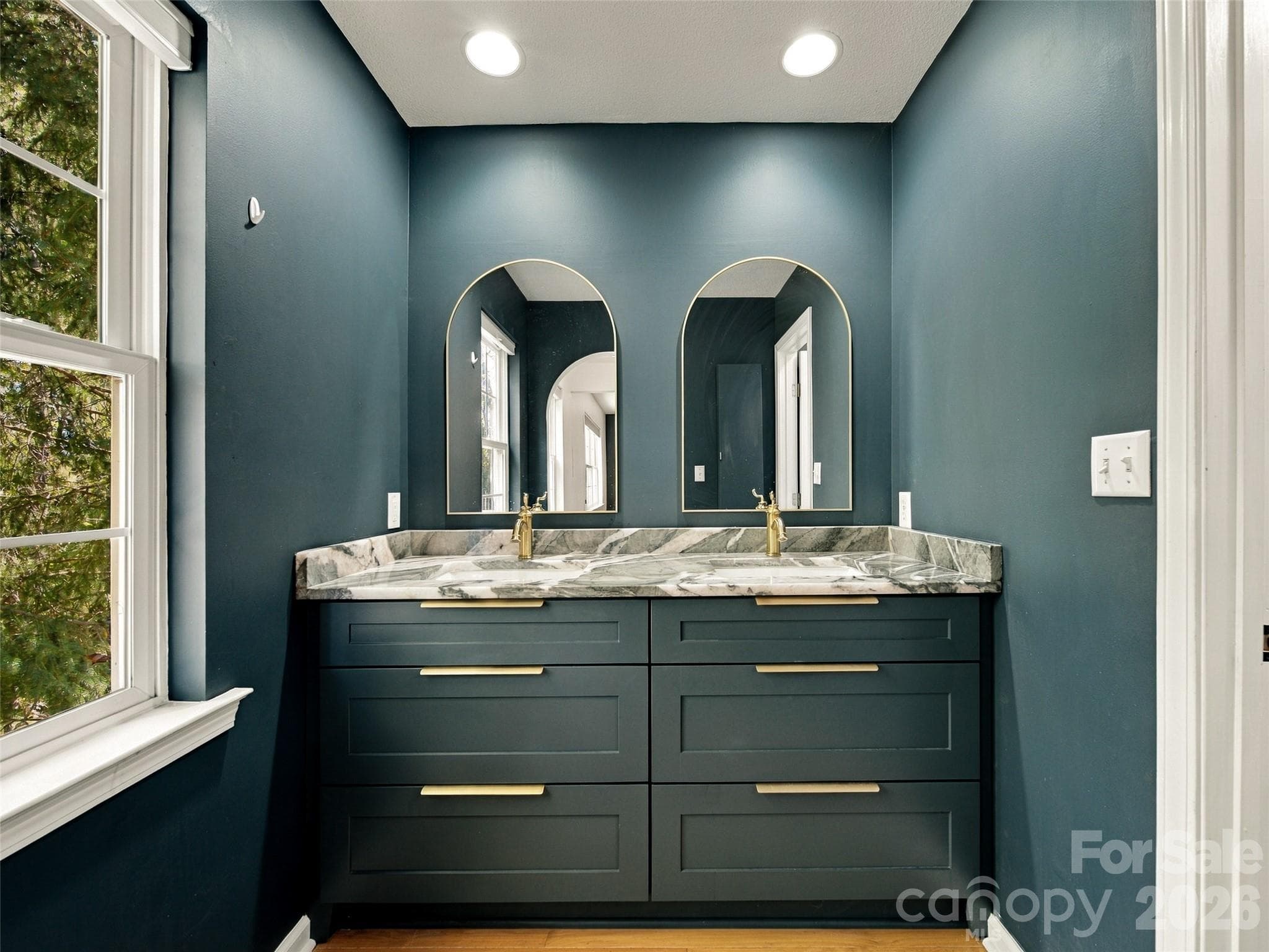 Custom Vanity and Mirrors Primary Bathroom - 317 Ewarts Hill Road, Hendersonville